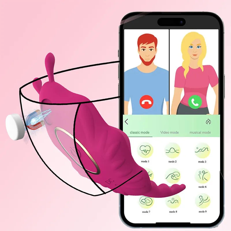 APP Underwear Wearable Magnetic 9 Vibrating Eggs Masturbator