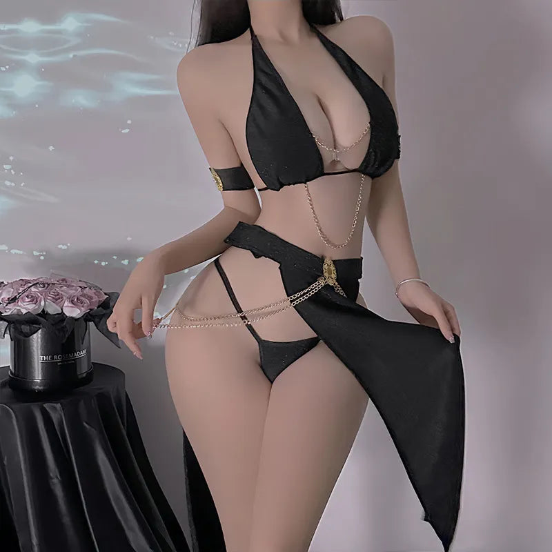 Sexy Queen Fan Ancient Style Egyptian Cat Girl Uniform Sexy Lingerie