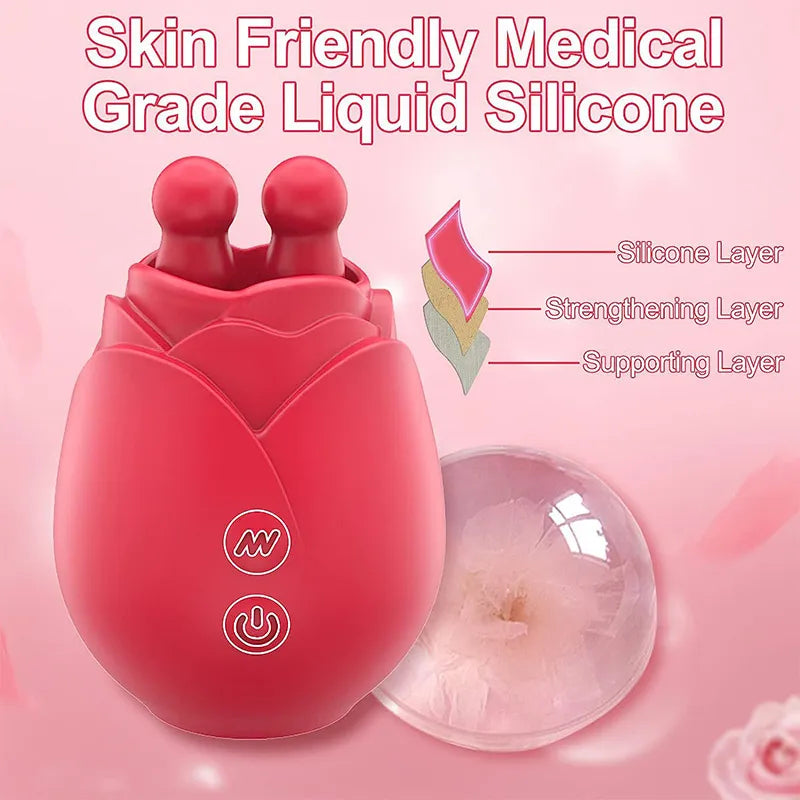 10 Modes Licking Vibrating Rose Nipple Vibrators For Women