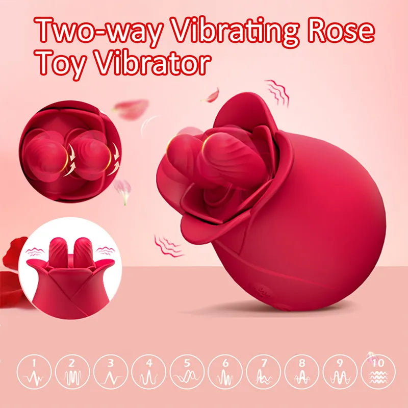 10 Modes Licking Vibrating Rose Nipple Vibrators For Women