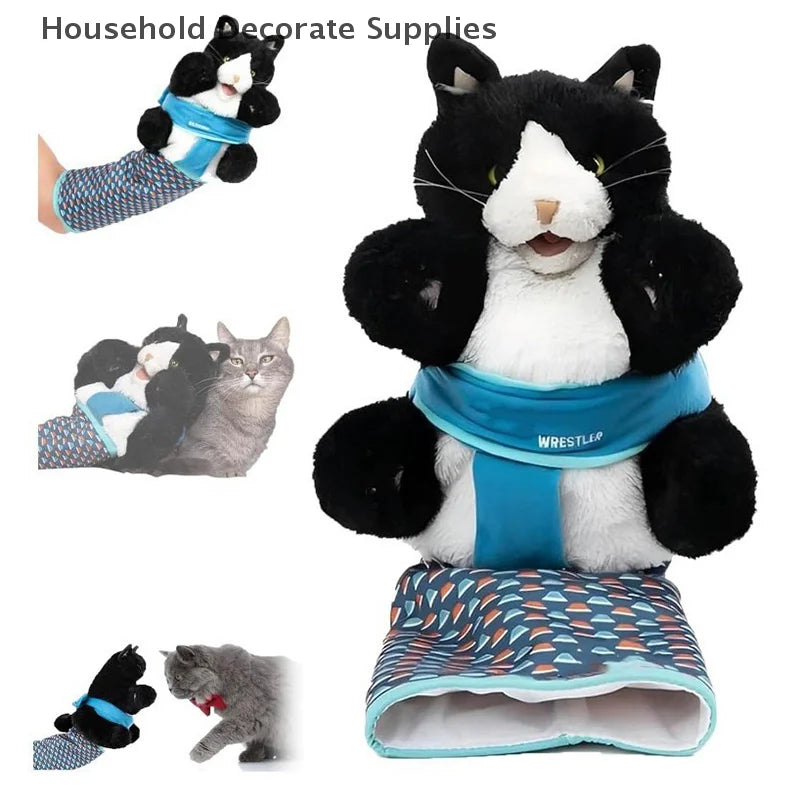 Cats Puppet Wrestler Cat Wrestling Toy Puppet Interactive Hand Puppet With Tough Padding Creative Home Pet Boredom-Busting Toys