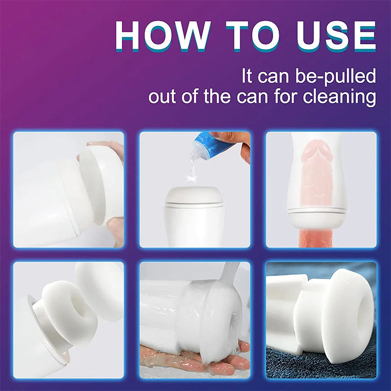 Fully Automatic 7 Vibrating 4 Sucking Waterproof Male Airplane Cup