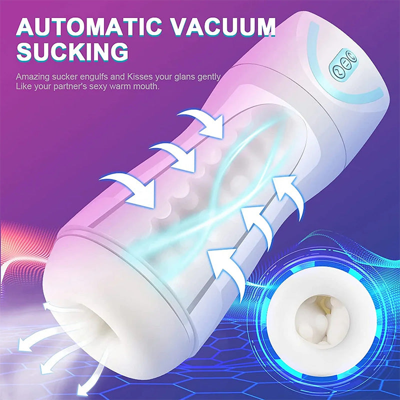 Fully Automatic 7 Vibrating 4 Sucking Waterproof Male Airplane Cup