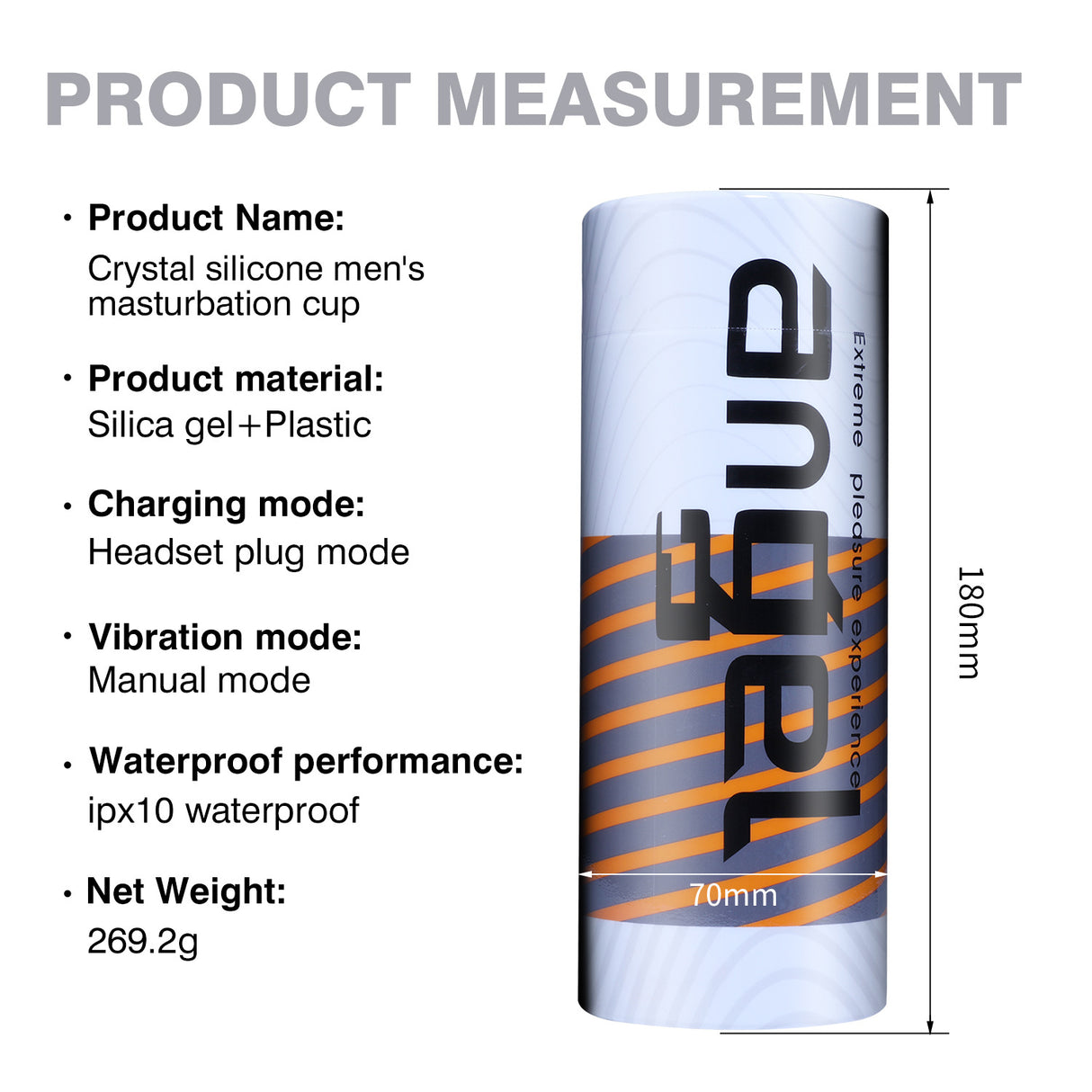 Transparent Crystal Retractable Sucking Male Masturbation Cup