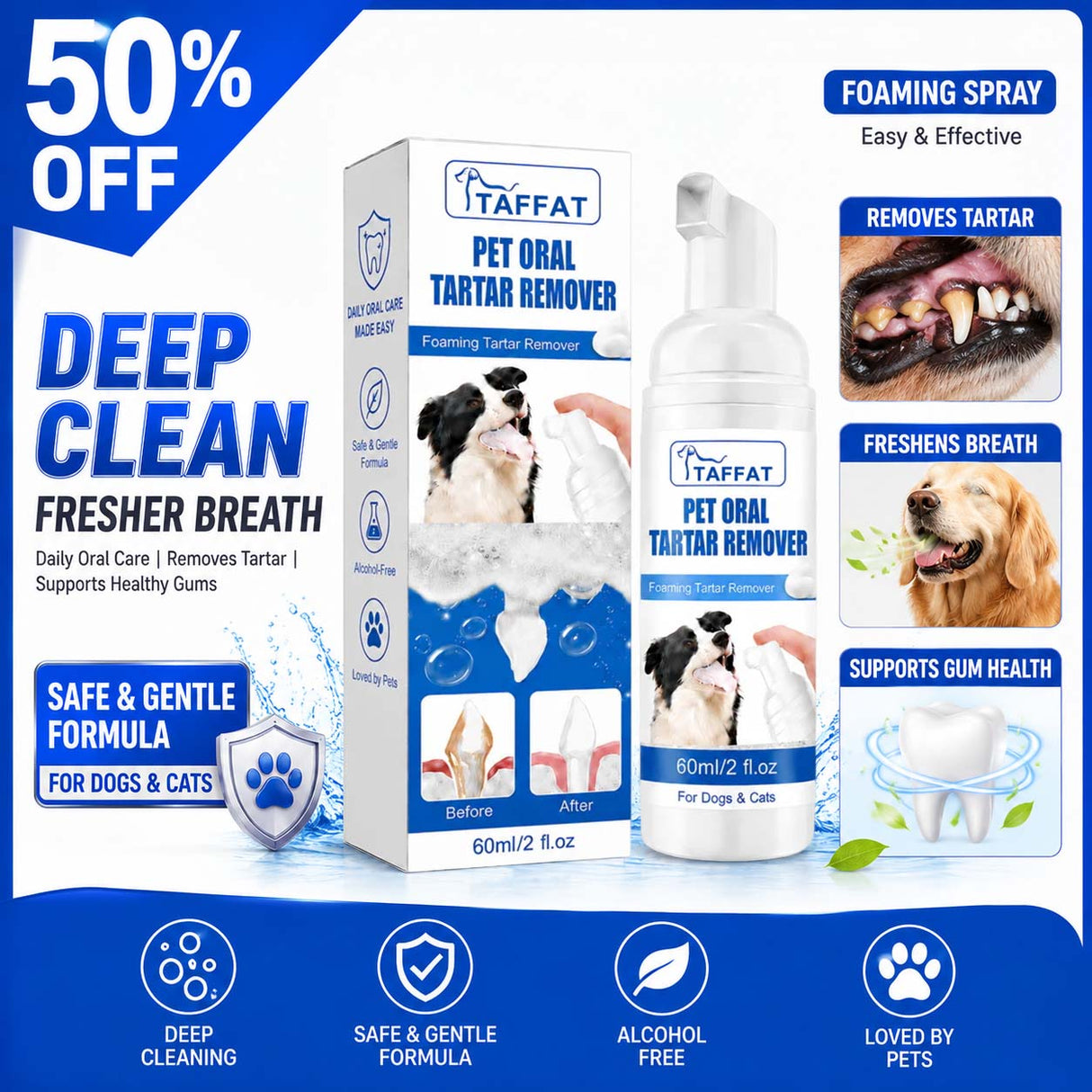 Pet Dental Tartar Care Spray for Dogs & Cats-2 PCS