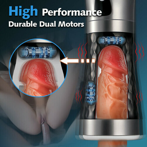 LUOGE 10 Vibrating 5 Sucking Male Sex Toy & Tongue Lick 2 in 1, Heating Voice Toy