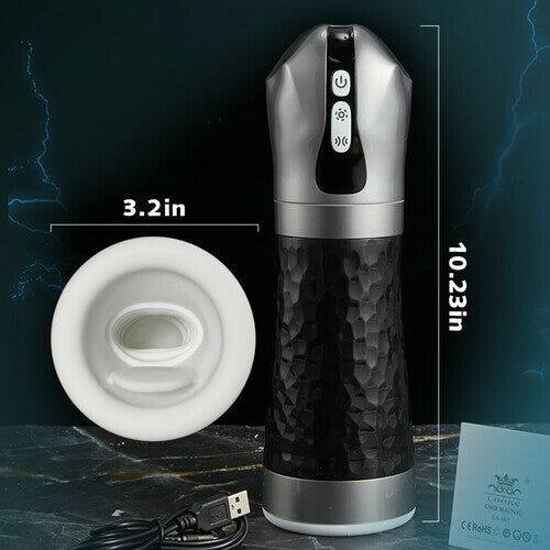 LUOGE 10 Vibrating 5 Sucking Male Sex Toy & Tongue Lick 2 in 1, Heating Voice Toy