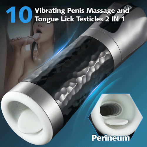 LUOGE 10 Vibrating 5 Sucking Male Sex Toy & Tongue Lick 2 in 1, Heating Voice Toy