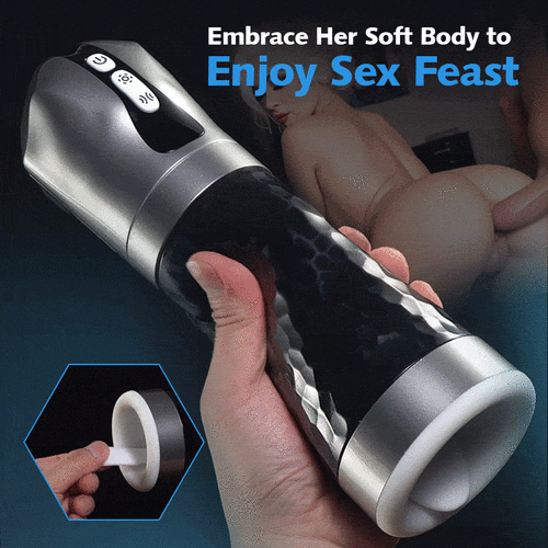 LUOGE 10 Vibrating 5 Sucking Male Sex Toy & Tongue Lick 2 in 1, Heating Voice Toy