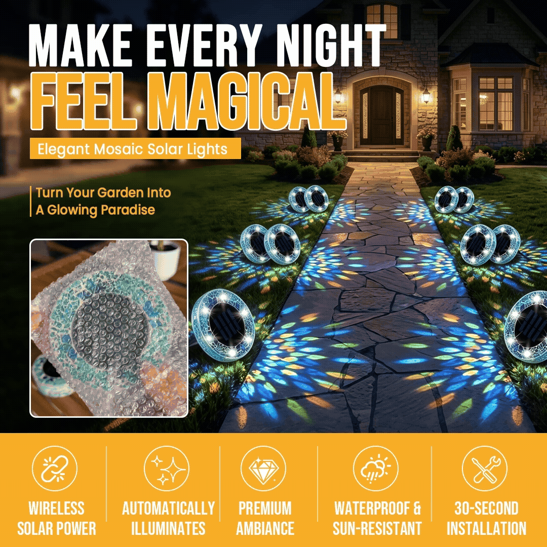 Solar Mosaic LED Waterproof Lawn Light 4 Pack