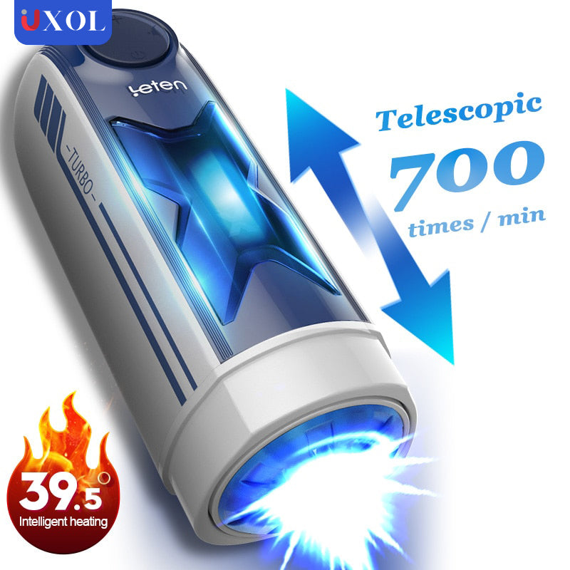 Leten Fury 10 Telescoping Vibration Intelligent Chip Control Men Sex Toys with Moaning & Heating Function