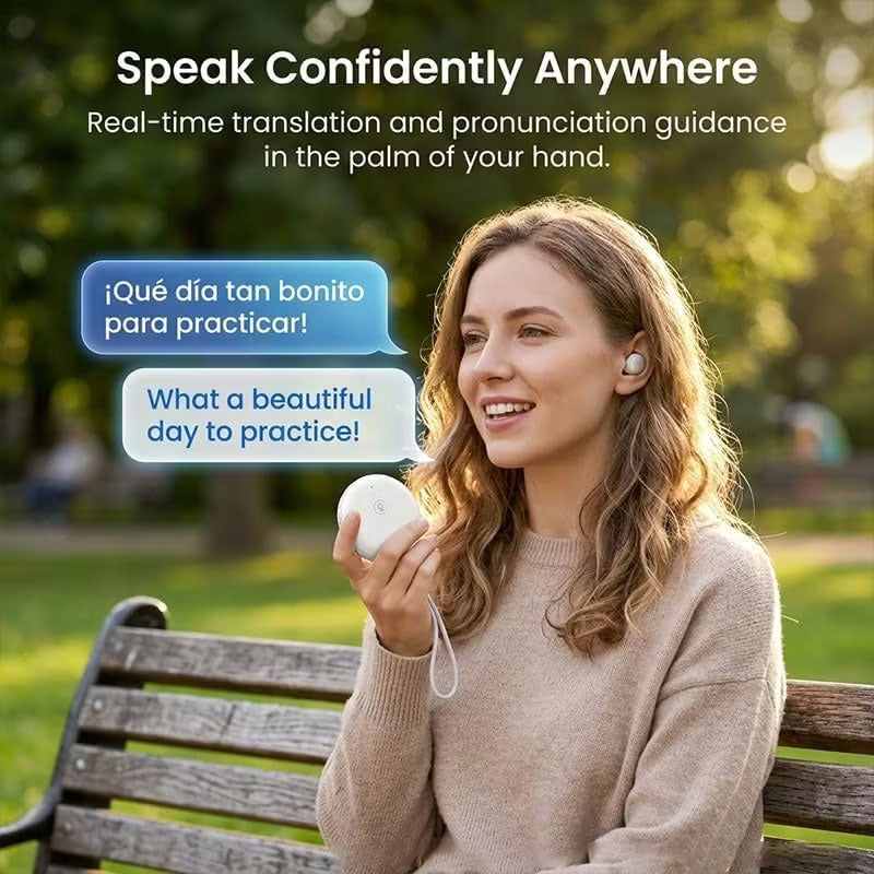 π AI Wearable Translator β 165+ Language Two-Way Voice Translation Device, Real-Time AI Language Translator with Smart Learning, Bluetooth Connectivity for Travel, Work & Everyday Conversations