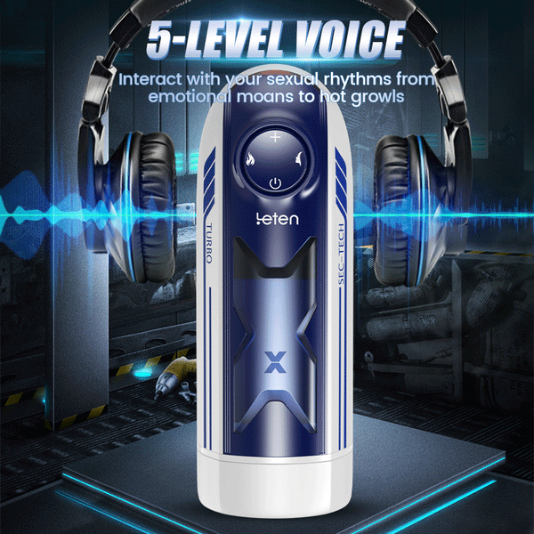 Leten Fury 10 Telescoping Vibration Intelligent Chip Control Men Sex Toys with Moaning & Heating Function