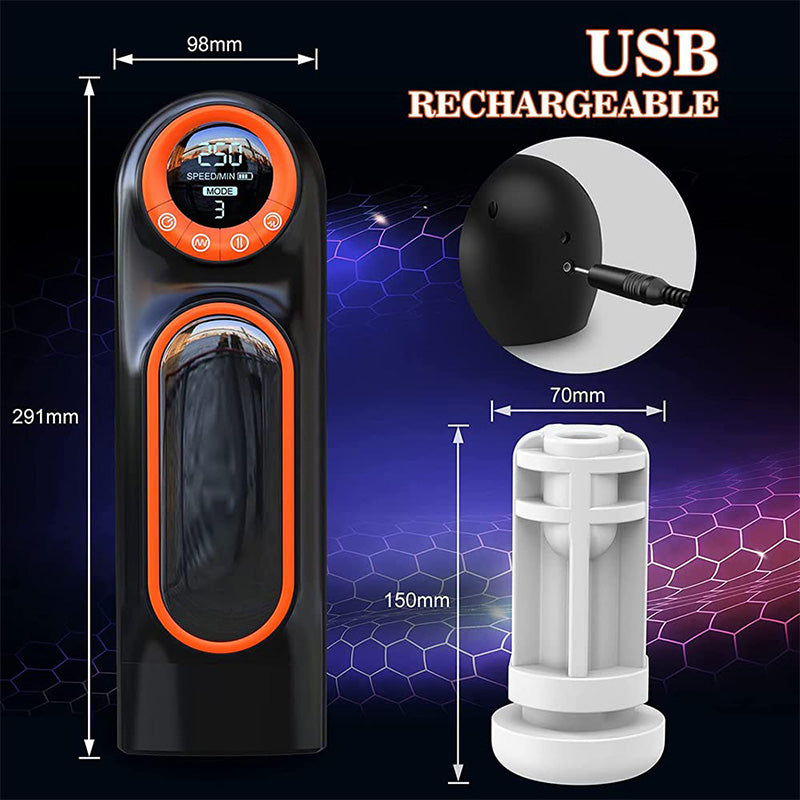 3-In-1 Fully Automatic Telescopic Sucking LCD Display Men's Stroking Masturbation Cup