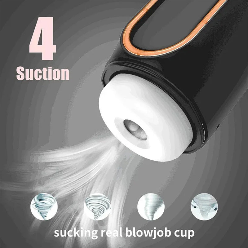 3-In-1 Fully Automatic Telescopic Sucking LCD Display Men's Stroking Masturbation Cup