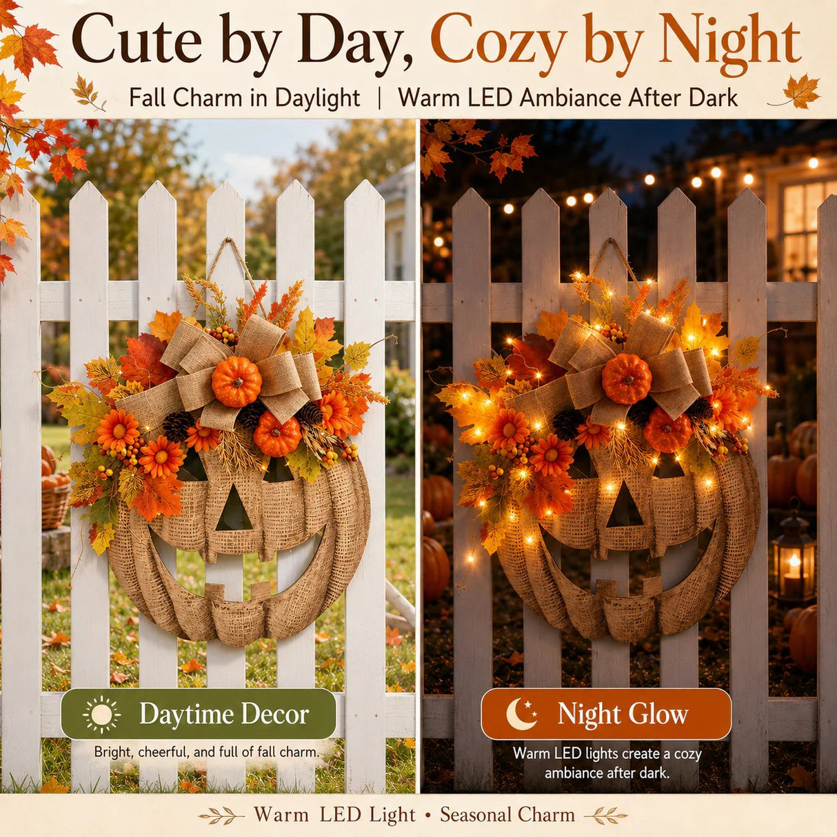 πβ¨ Lighted Burlap Pumpkin Wreath