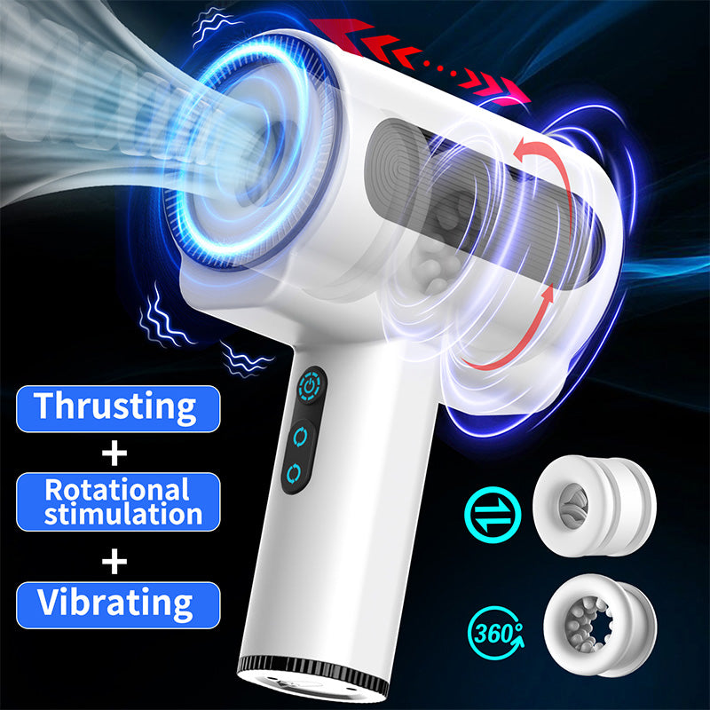 Automatic 5 Thrusting Sucking and 7 frequency vibrations Handheld Male Masturbator