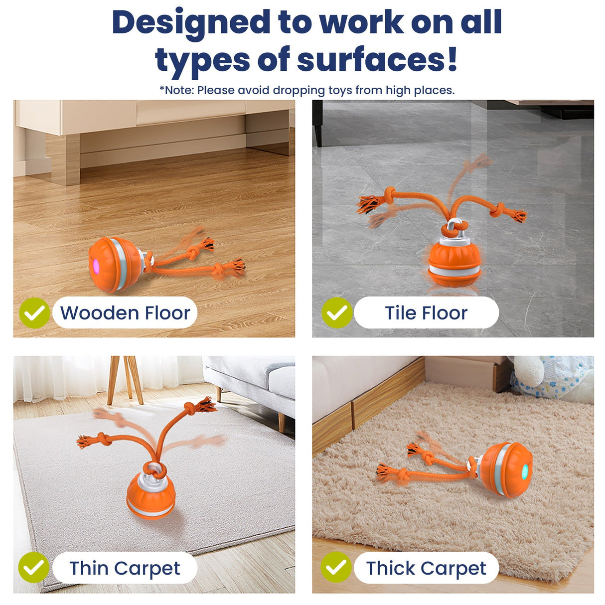 Rope Runner Interactive Squeaky Rechargeable Small Dog Ball & Rope Toy