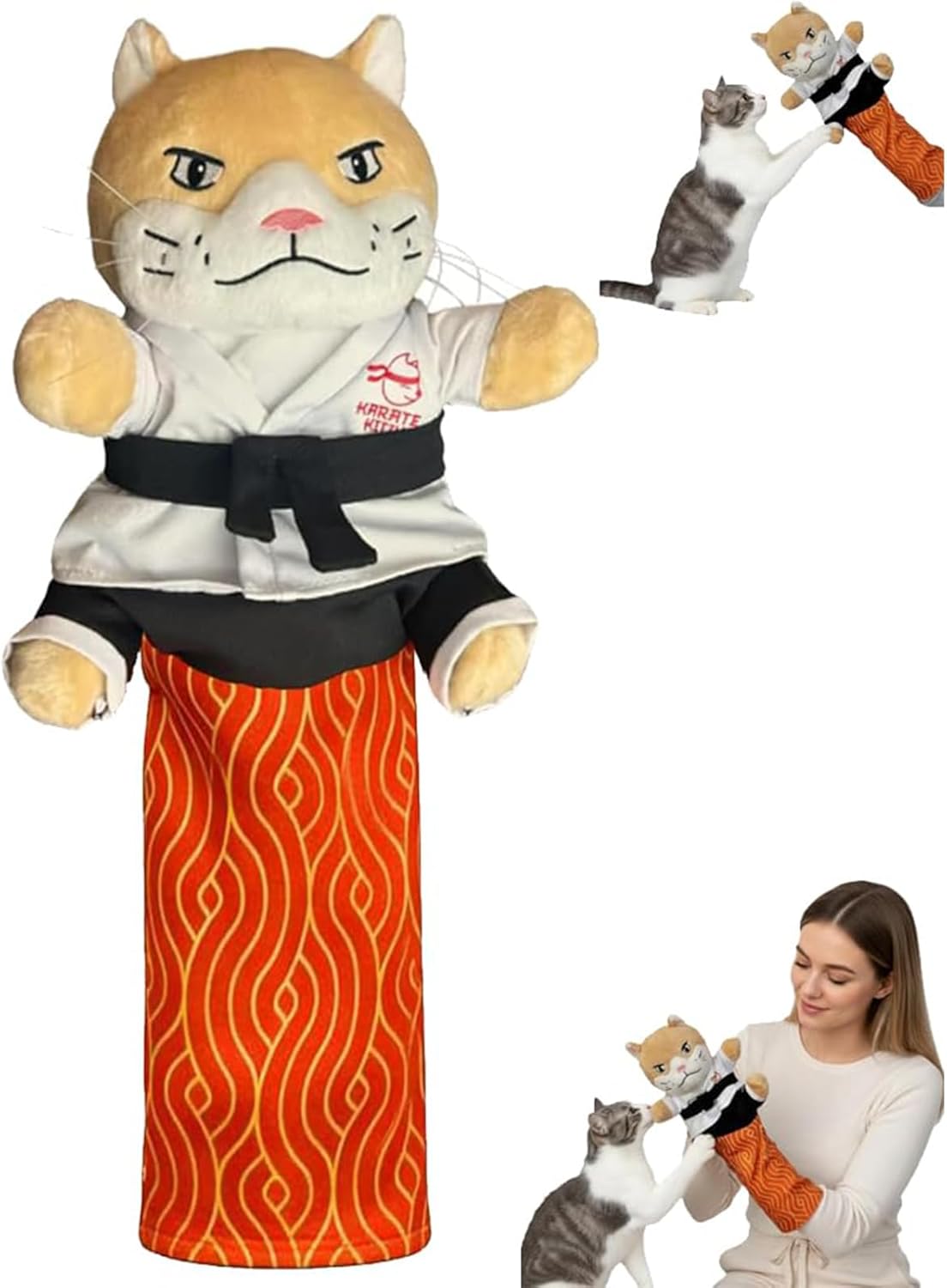 Cats Puppet Wrestler Cat Wrestling Toy Puppet Interactive Hand Puppet With Tough Padding Creative Home Pet Boredom-Busting Toys