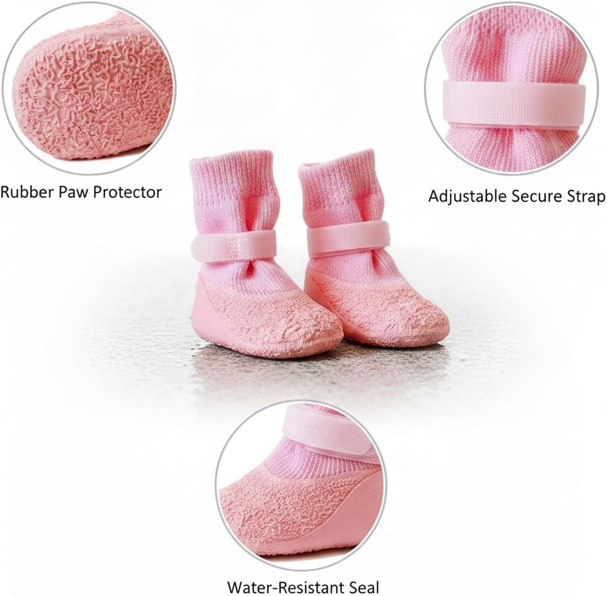 Rubber Rain Boots for Pets. 4-Pack Protective Footwear