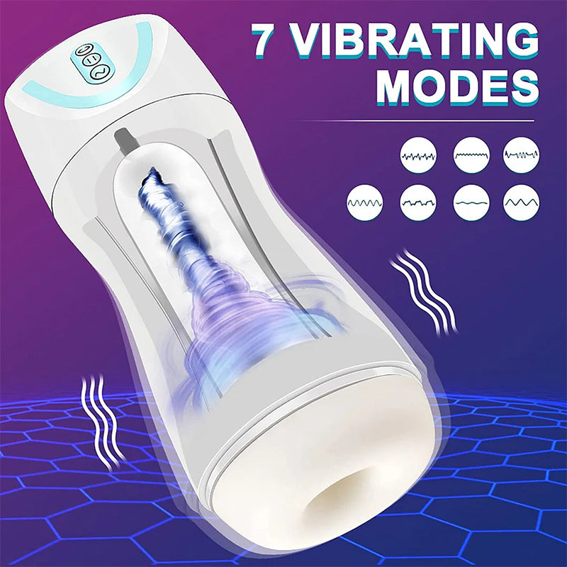 Fully Automatic 7 Vibrating 4 Sucking Waterproof Male Airplane Cup