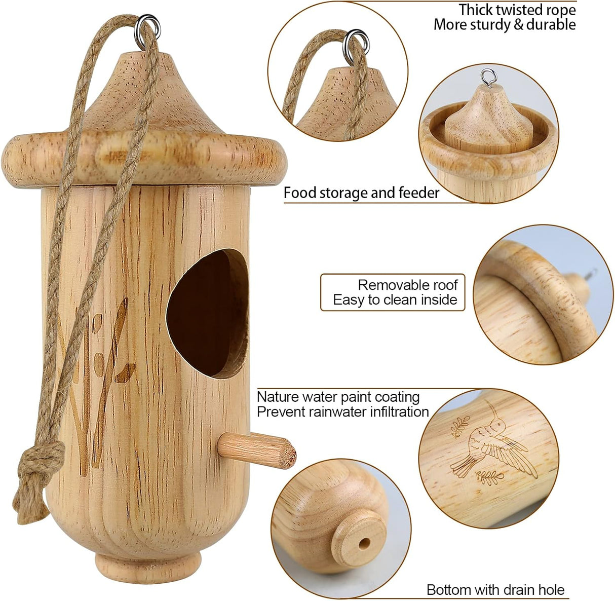 Wooden Hummingbird House