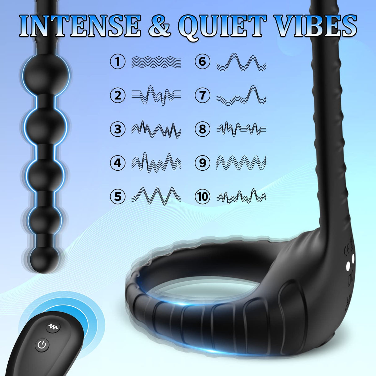 3 in 1 Penis Ring 10 Vibration Frequency Remote Control