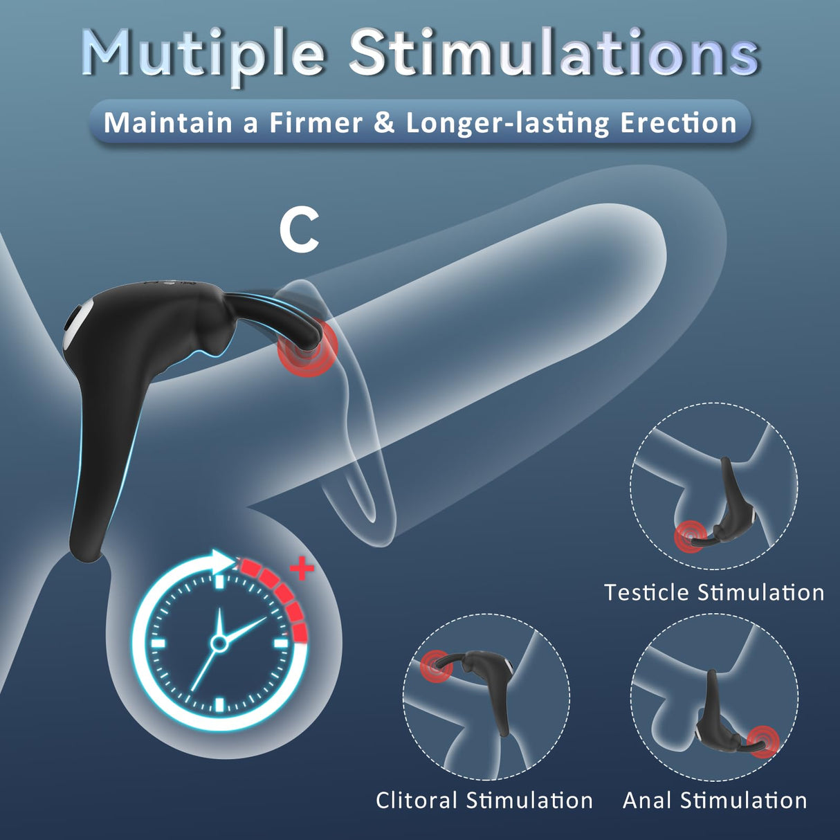 Bunny Rabbit Shaped Rechargeable Vibrating Cock Ring