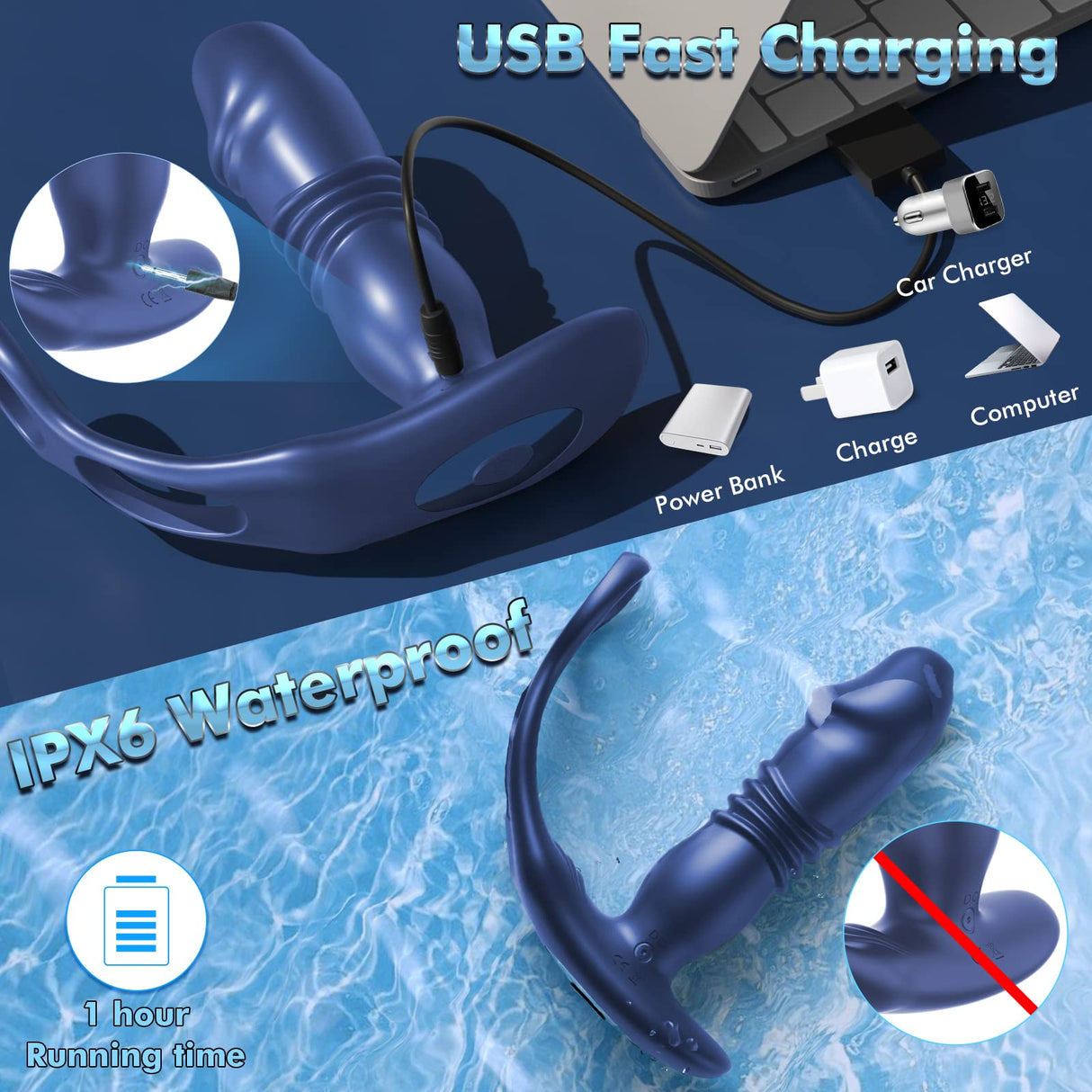 3 in 1 Thrusting Prostate Massager Anal Vibrator