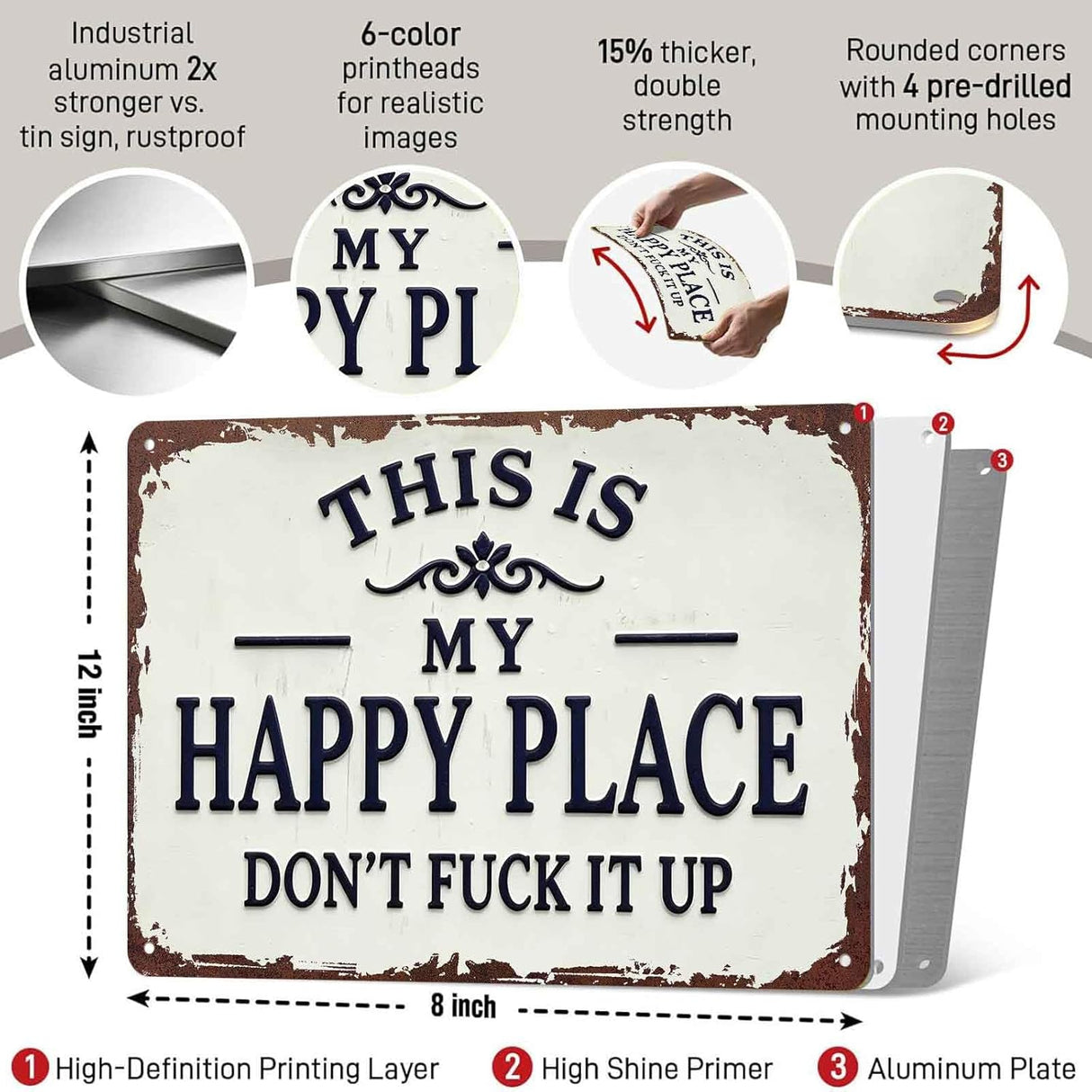 This Is My Happy Place Don't Fuck It Up Metal Sign