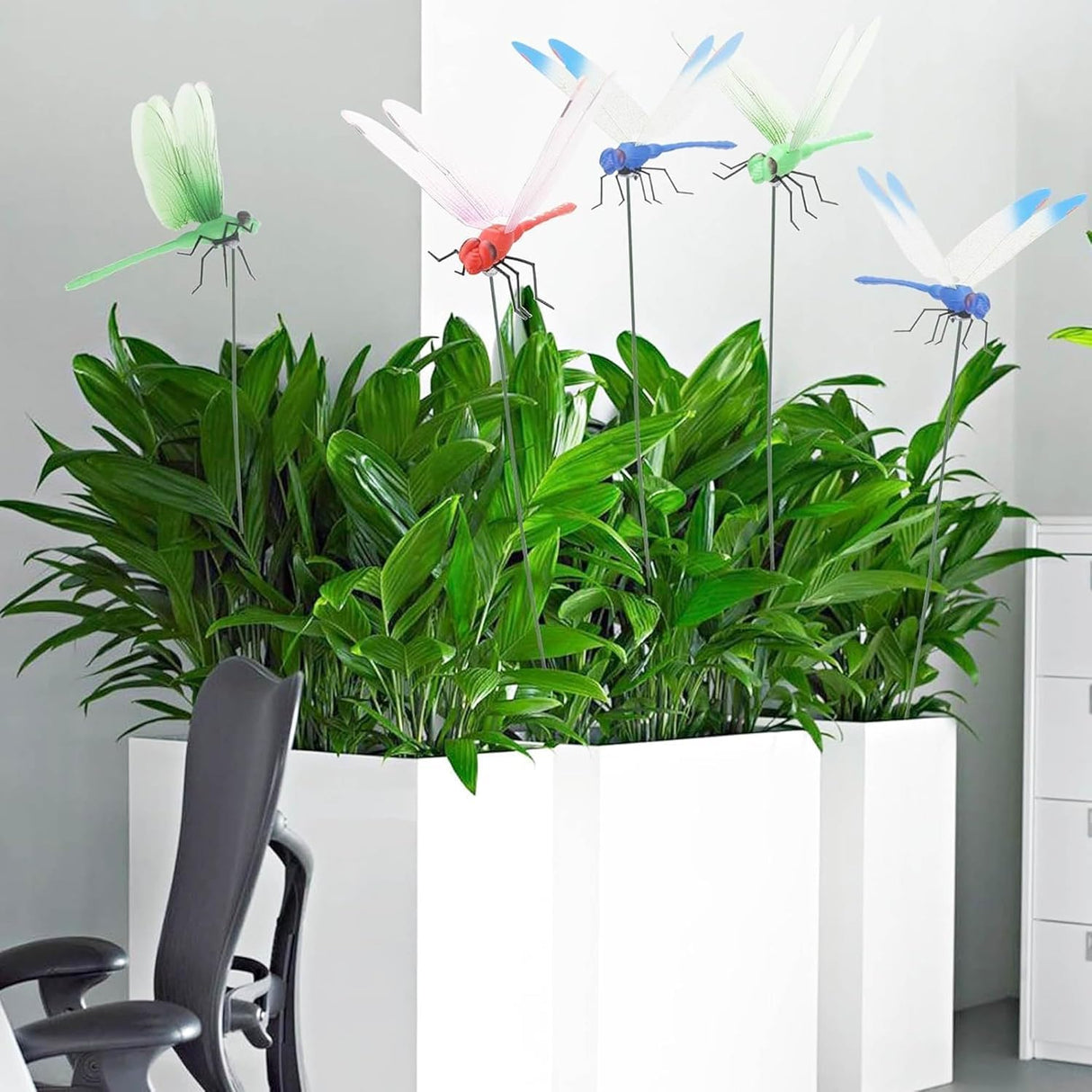 8 Pack 3D Dragonfly Garden Stakes Decor