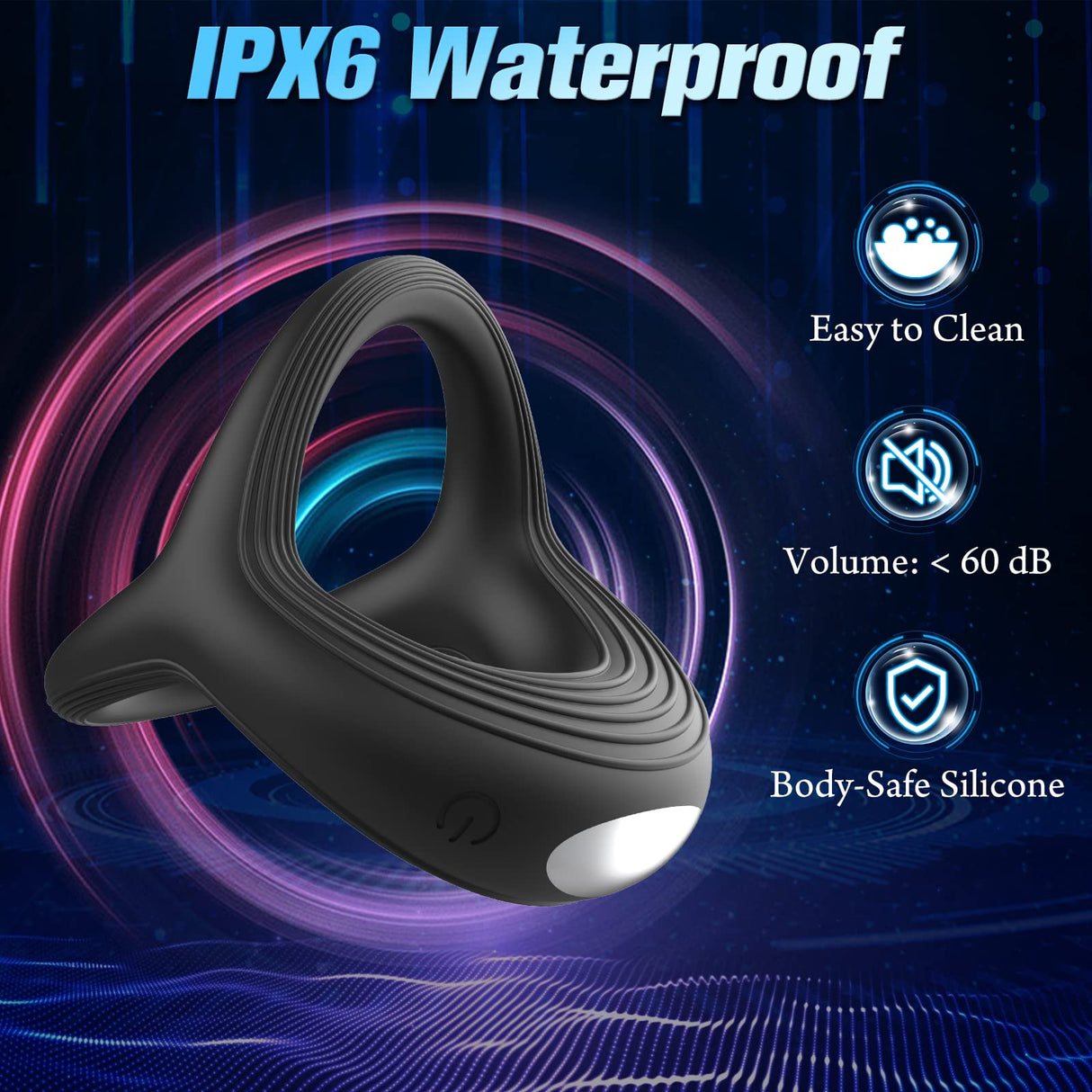 10 Frequencies Rechargeable Vibrating Cock Ring