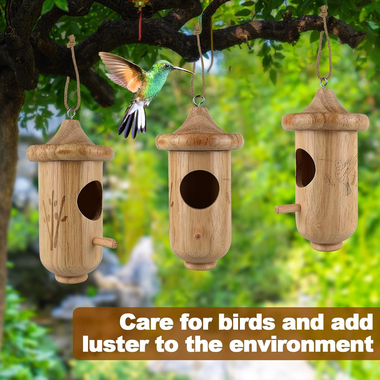 Wooden Hummingbird House