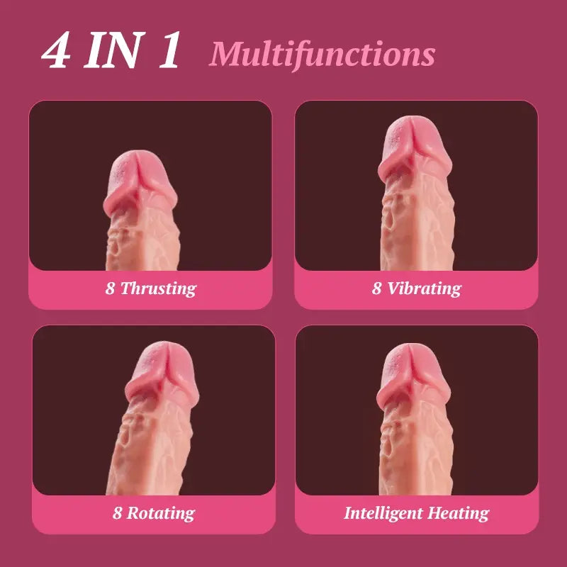 8 Thrusting Rotating Vibrating Heating Remote Control Dildo
