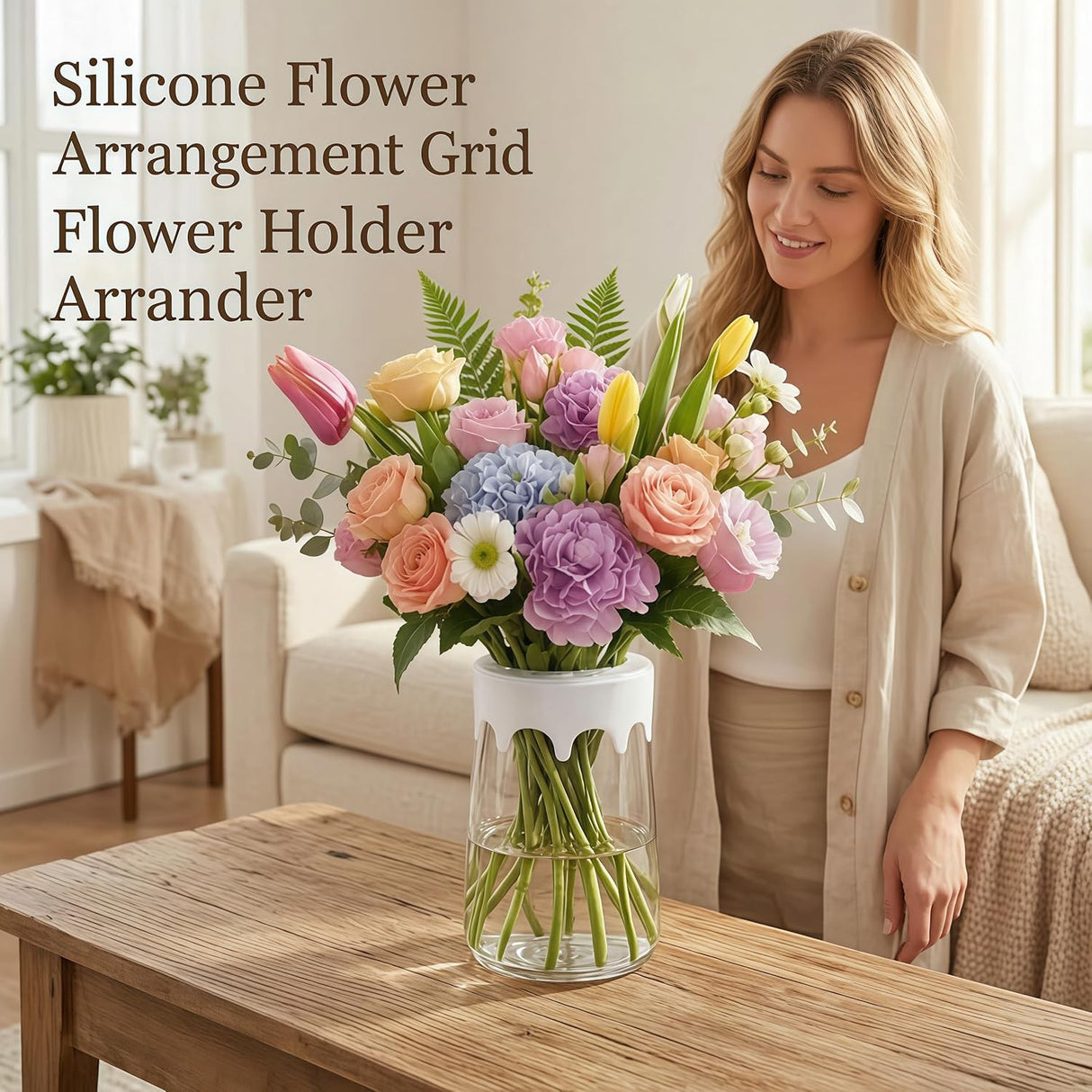 Silicone Blossom Grid Flower Arranger 3 Pack