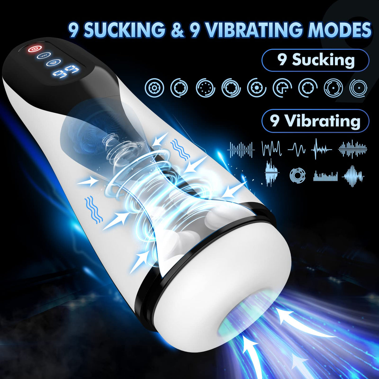 3 In 1-9 Suction & Vibration Heating Blowjob Automatic Male Masturbator