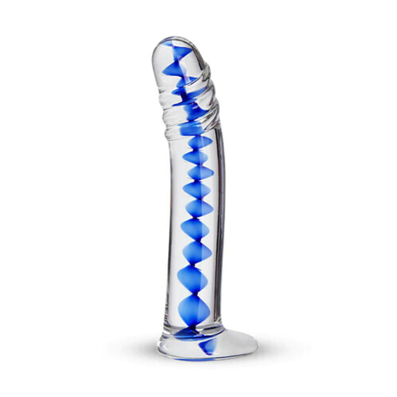 Frozen Sapphire Spiral Glass Dildo 6.18 Inch