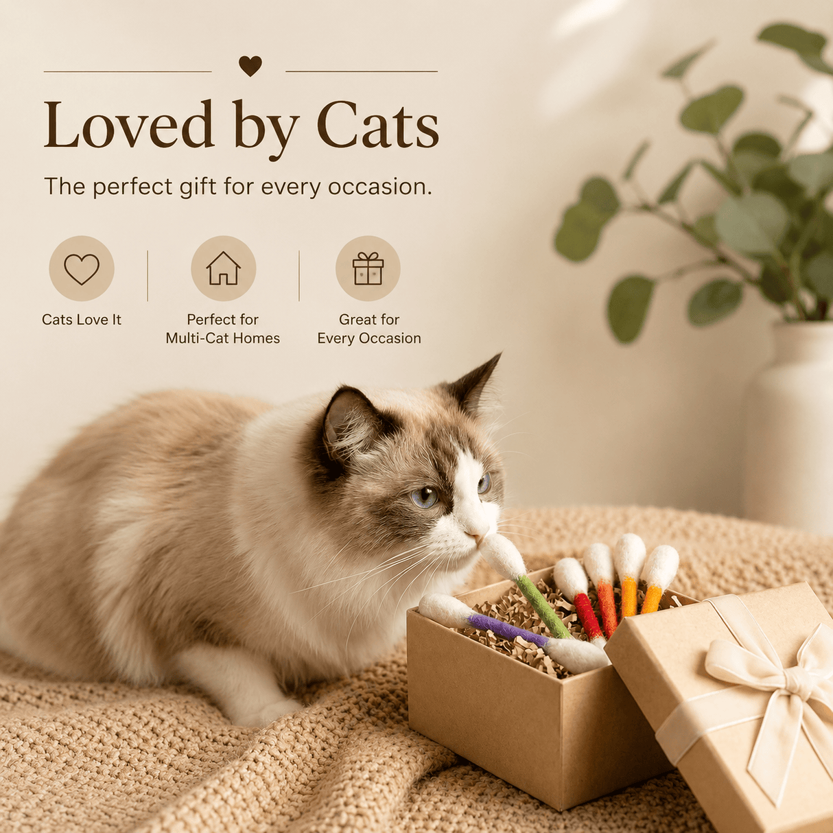 Giant Cotton Swab Cat Toy with Catnip 12PCS