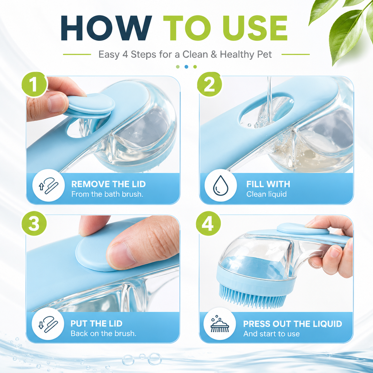 2-in-1 Pet Bath Brush & Shampoo Dispenser-2 PCS