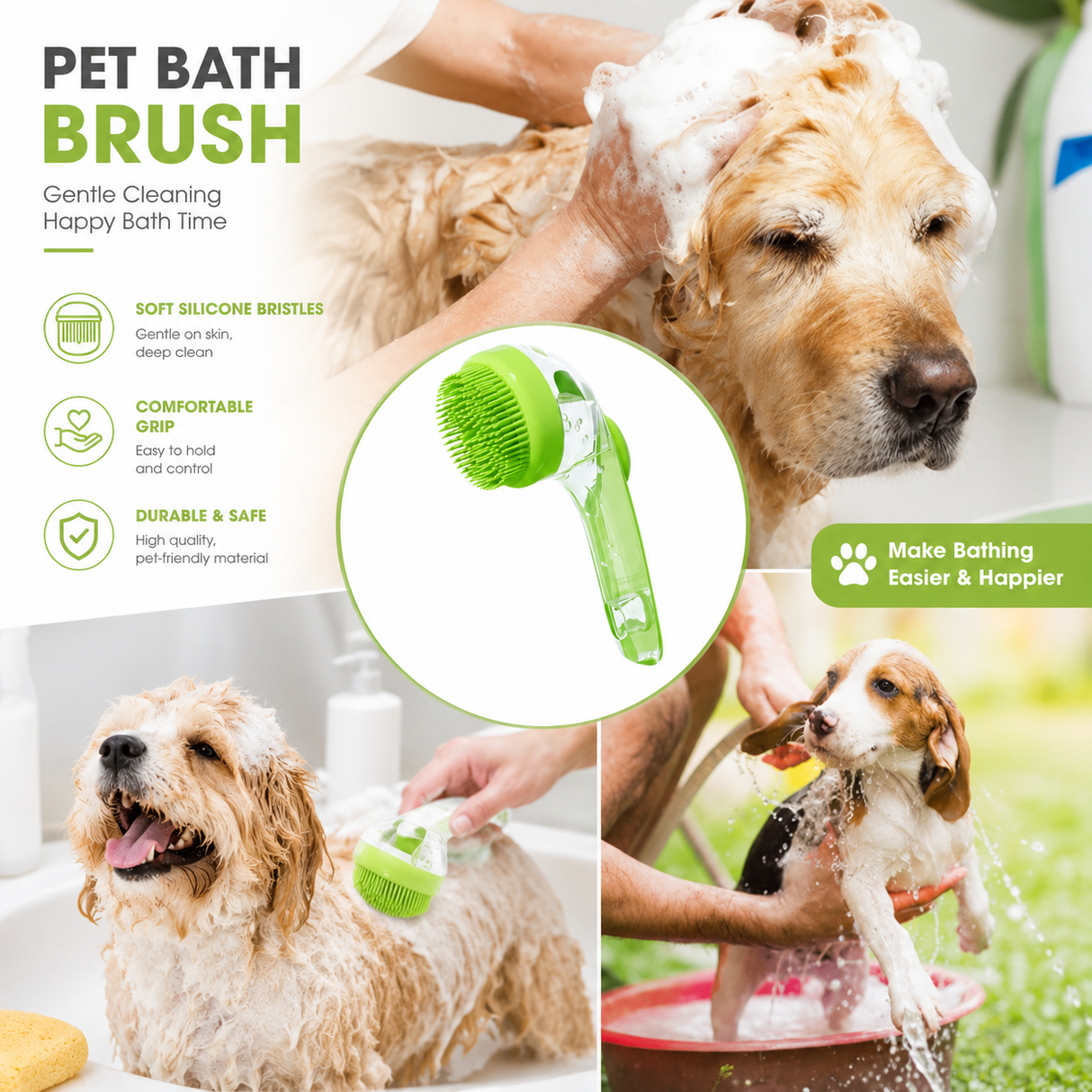 2-in-1 Pet Bath Brush & Shampoo Dispenser-2 PCS