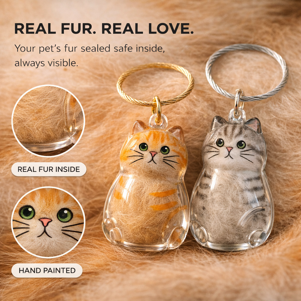 Pet Hair Keepsake Capsule Keychain for Cat & Dog Lovers -5Pcs