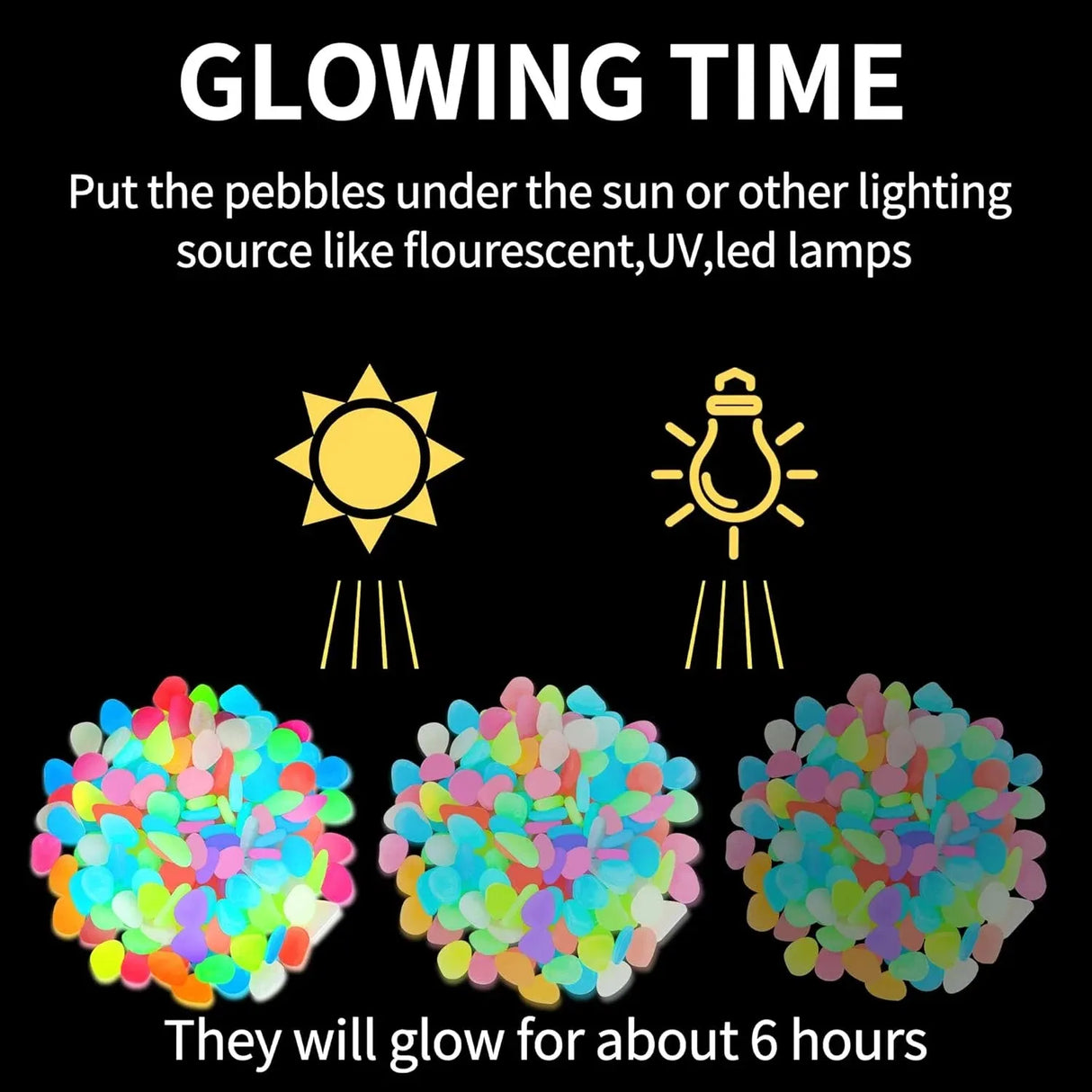 🌈 Colorful Glow in the Dark Garden Stones
