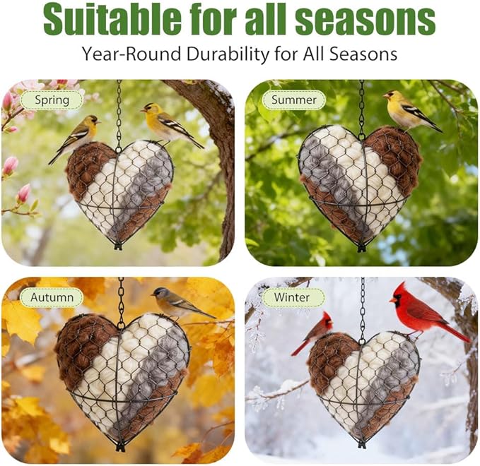 Handmade Alpaca Fiber Bird Nesting Heart