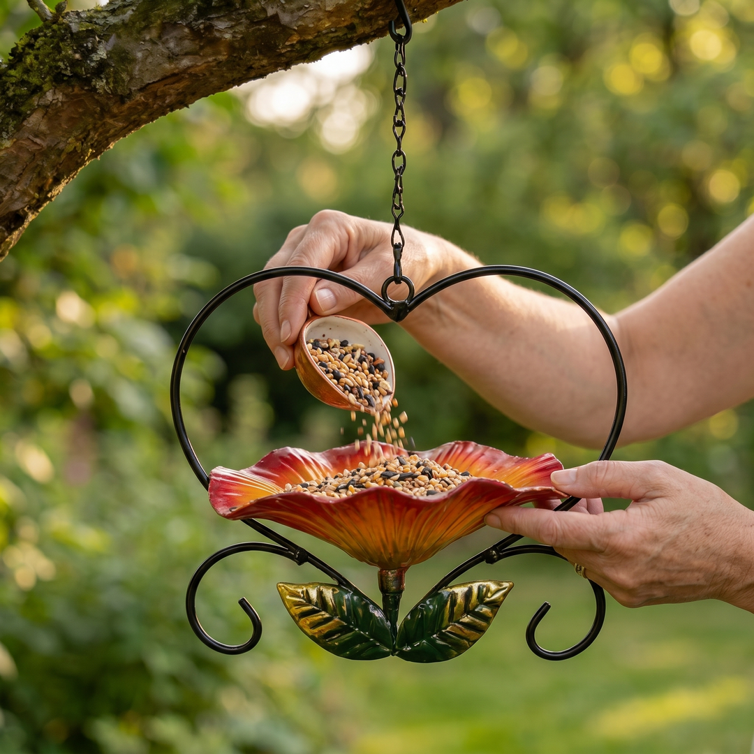 Heart-Shaped Flower Bird Feeder