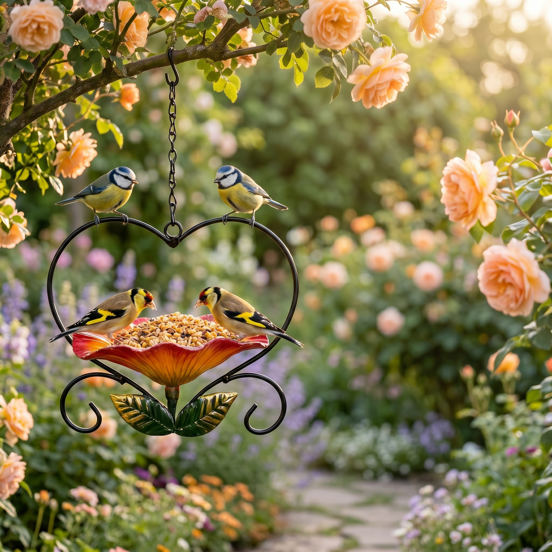 Heart-Shaped Flower Bird Feeder