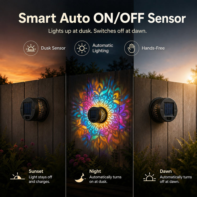 2 PCS✨ Solar Mandala Wall Light 🥇 – Waterproof Outdoor Garden Fence Projector Lamp with Magical Ambient Glow🪐🌌-8CR5