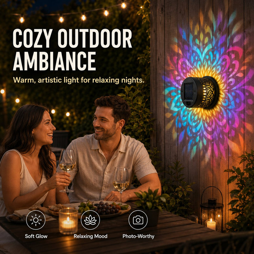 2 PCS✨ Solar Mandala Wall Light 🥇 – Waterproof Outdoor Garden Fence Projector Lamp with Magical Ambient Glow🪐🌌-8CR5