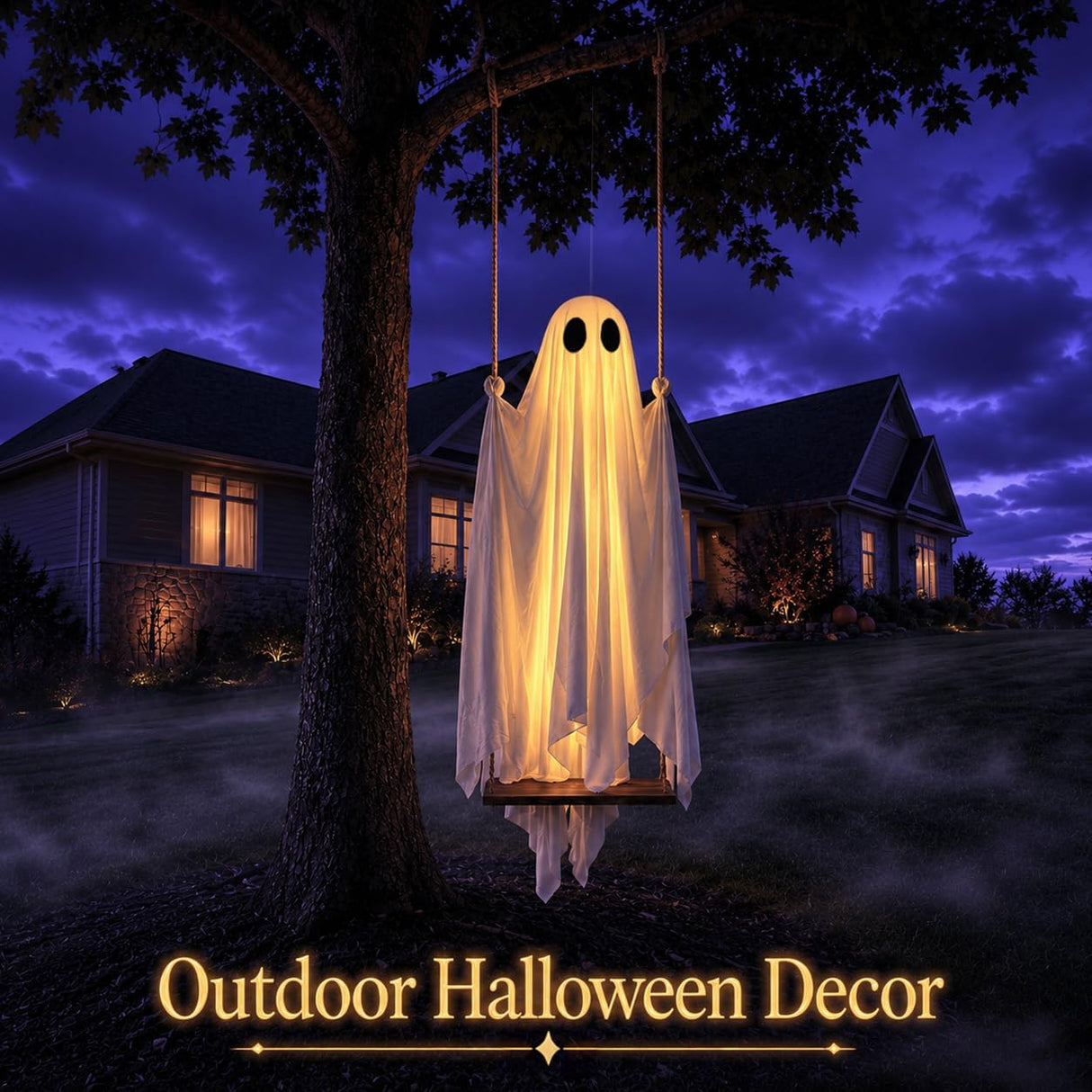 LED Swinging Ghost Halloween Decoration