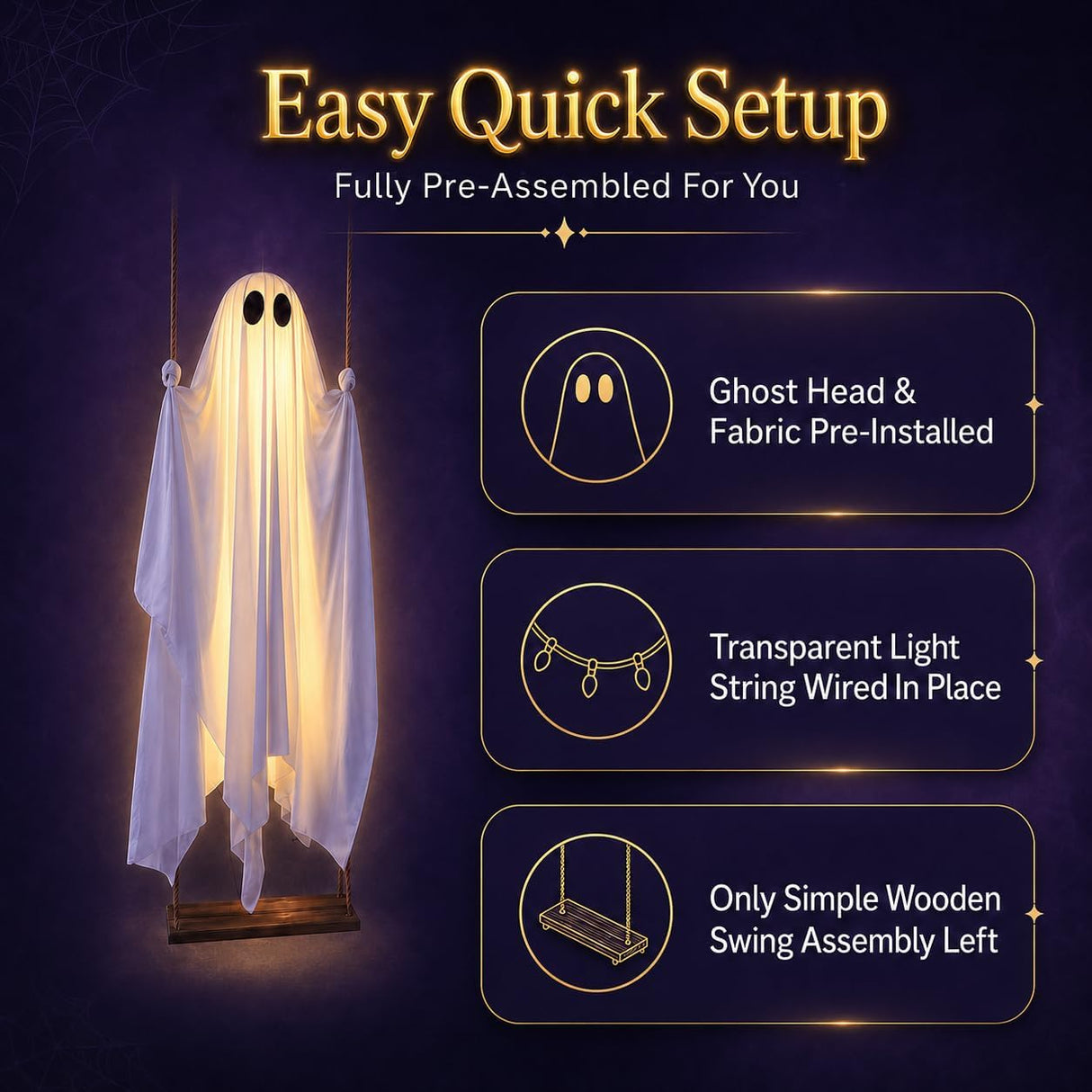 LED Swinging Ghost Halloween Decoration