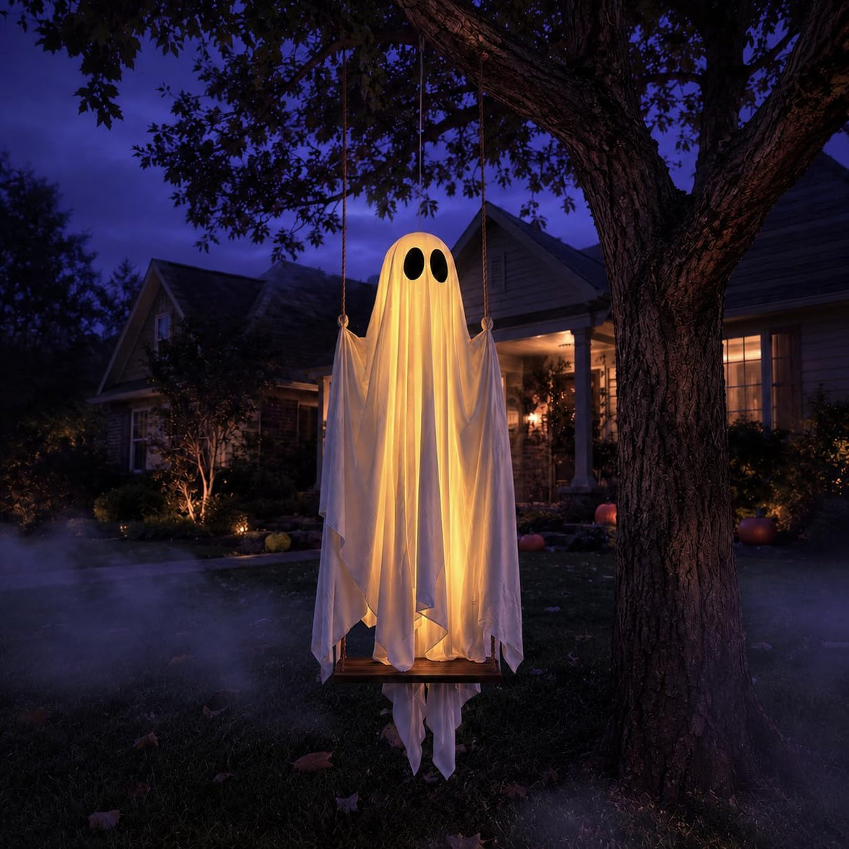 LED Swinging Ghost Halloween Decoration
